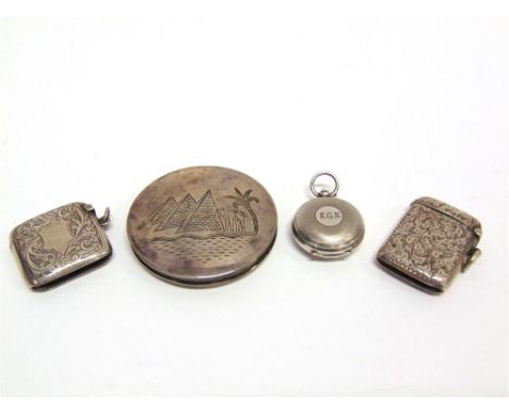 A SILVER SOVEREIGN CASE by Dennison, Birmingham 1910, of pocketwatch design, engine turned with a monogrammed cartouche, 3.4c