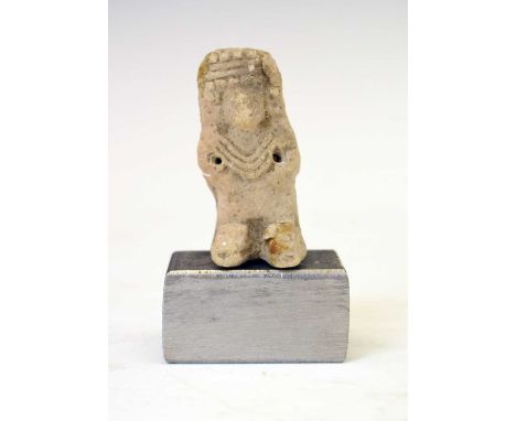 Antiquities - Pre Columbian (Aztec) water goddess, Chalchiuhtlicue ('she of the jade skirt') in Nahuatl, handwritten label ve