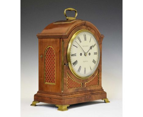 Late George III mahogany pad-top twin fusee bracket clock with pull repeat, Thomas Austin, Bristol, with signed 19.5cm cream 