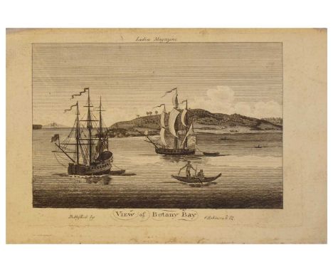 Australian interest: rare late 18th Century engraving of Botany Bay, Published by G. Robinson &amp; Co. in the 'Ladies Magazi