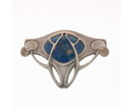 German Art Nouveau enamelled brooch, stamped '800', possibly to a design by Max Gradl or Patriz Huber, approximately 3.7cm ac