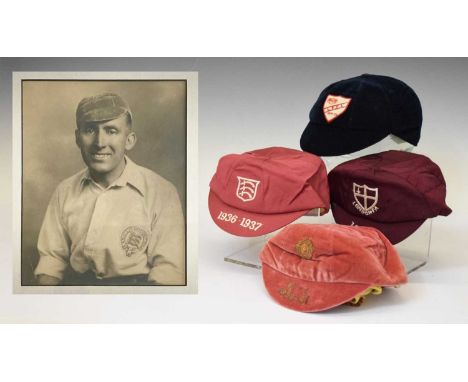 Football career collection of Roland 'Roy' Mathews, English Amateur League football player including seven caps; red velvet c