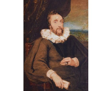 Attributed to Stephen Poyntz Denning (1795-1864), After Sir Anthony Van Dyck - Watercolour portrait - 'Earl of Arundel', 25cm