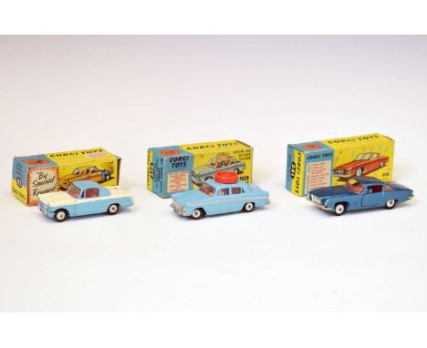 Corgi Toys - Three boxed diecast model vehicles comprising; 231 'Triumph Herald Coupé', 236 'Austin A60 De Luxe Saloon - Corg