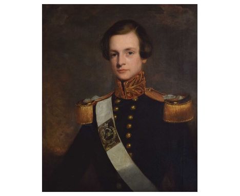 Attributed to Charles Baxter, (1809-1879) - Oil on Canvas - Gentleman in Regimental uniform, depicted with side-parted hair w