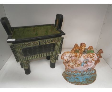 oriental cast planter & doorstop