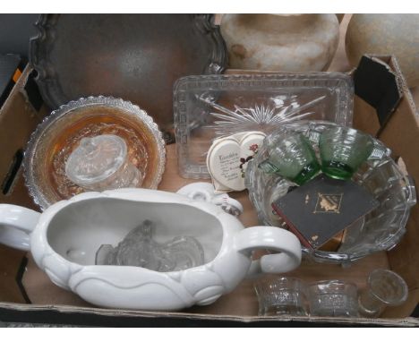 box inc. carnival glass & double handed planter