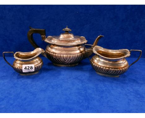SILVER 3 PIECE BACHELORS TEA SERVICE - CHESTER 1908/09
