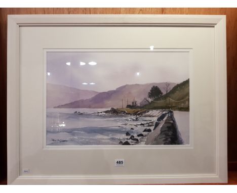 PAUL HOLMES U.W.S. A.S.U.P.P - WATERCOLOUR -MORNING LIGHT ANTRIM COAST, NEAR CARNLOUGH 