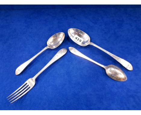 3 X SILVER SPOONS & 1 SILVER FORK