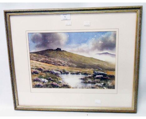 †Bryan Hayes: a framed coloured print, entitled Dartmoor Mists - bearing signed personal dedication from the artist verso