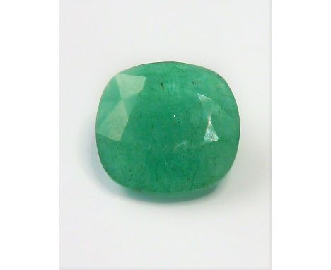 A cushion-cut emerald of approximately 3.4 carats (unmounted)&nbsp;(The cost of&nbsp;UK postage&nbsp;via Royal Mail Special D