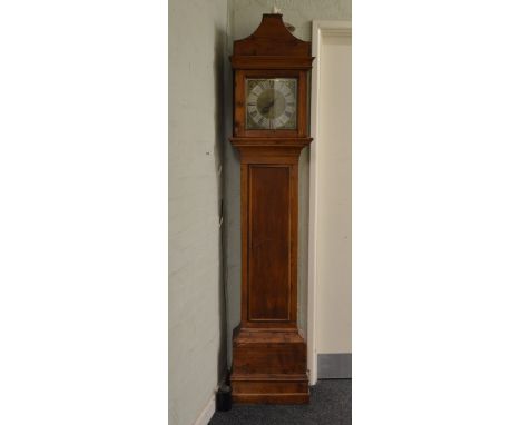 A 19th Century Thos Quested Wye 30 hour long case clock, pitch pine case, with arched hood, 200cm high x 43cm wide x 24cm dee