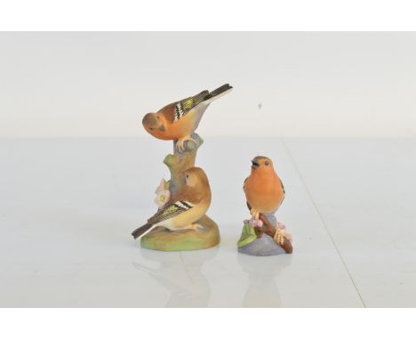 Two Royal Worcester bird models, including chaffinch 8.5cm high and two chaffinches 13.5cm high (2)
