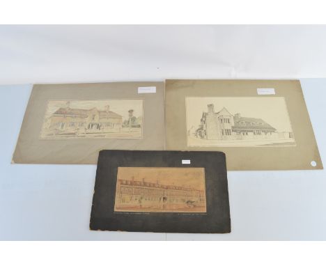 A T and Betram Butler, ink and wash architectural presentation drawings of proposed public houses 1930s-1950s Stourbridge and