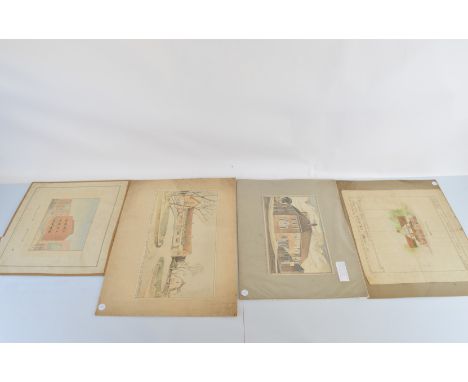 A T and Betram Butler, ink and wash architectural presentation drawings of proposed public houses 1930s-1950s Dudley and the 