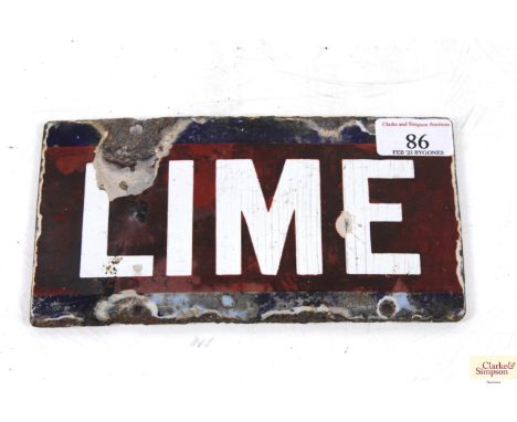 A small enamel "Lime" sign, approx. 8" x 4¼"