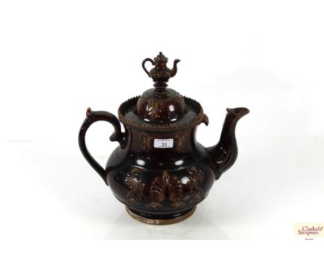 A large 19th Century ceramic bargeware teapot