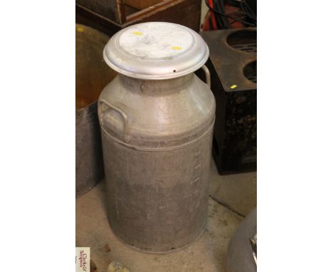 A light weight aluminium milk churn with lid 