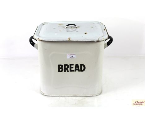 An enamel bread bin with lid 