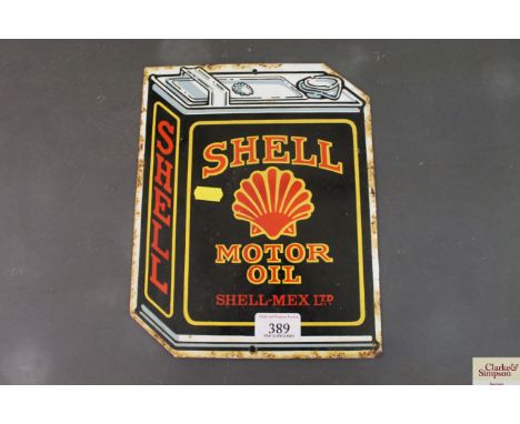A "Shell Motor Oil" enamel advertising sign, approx. 10½"x 8½"