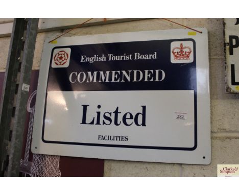 A English Tourist Board enamel sign, approx. 22" x 16"