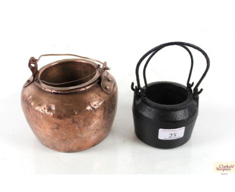 A vintage copper glue pot and a cast iron Kenrick glue pot 