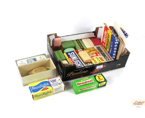 A box of assorted vintage soaps 