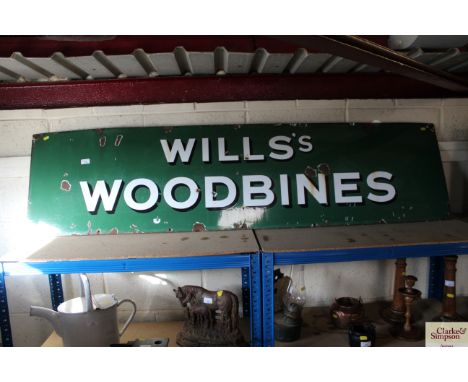 A Wills's Woodbine enamel sign, approx. 72" x 18"