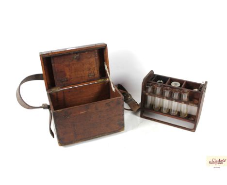 A wooden cased vintage sewage effluent Air Ministry test kit, with various test sheets