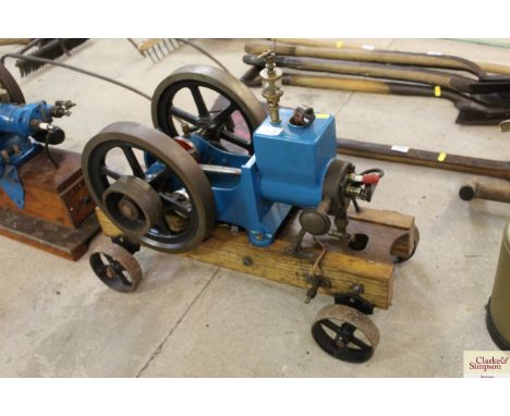 A Wickes Phillips model gas engine on trolley base 