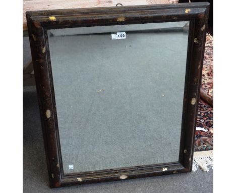 An 18th century black lacquer mother-of-pearl inlaid rectangular wall mirror, with bevelled plate, 65cm wide x 79cm high.