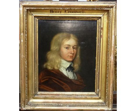Follower of Theodore Russell, Portrait of a gentleman, said to be Henry Cromwell, oil on panel, 28cm x 22cm.
