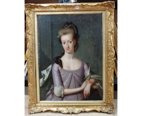 Circle of Johann Zoffany, Portrait of a lady, oil on canvas, 91cm x 66cm.  Illustrated