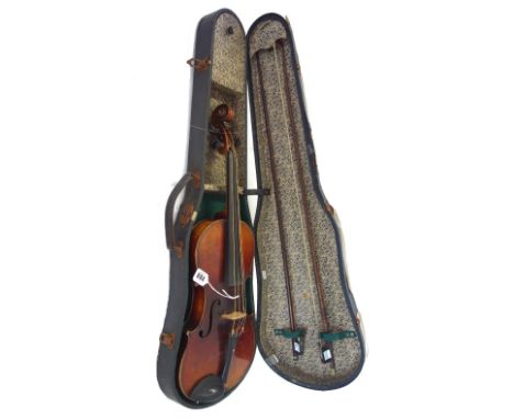 A violin, 19th/20th century, interior label reads 'Antonius Stradivarius cremona faciebat anno 1724 (a.s)', fourteen inches m