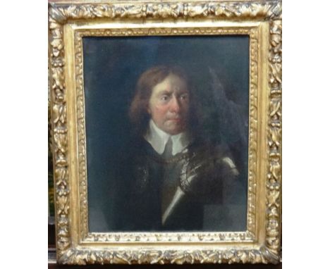 After Sir Peter Lely, Portrait of Oliver Cromwell in armour, oil on canvas, 31cm x 25cm.