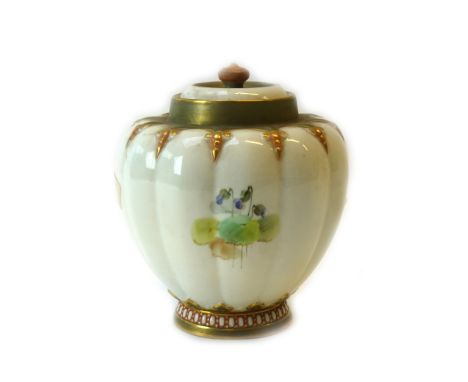A Royal Worcester pot pourri vase (lacking cover) late 19th century, hand painted with flowers, signed 'COLE' and fourteen op