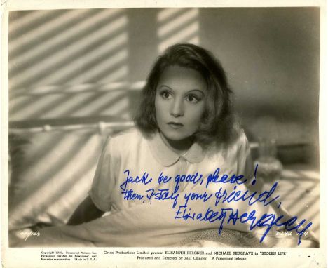BERGNER ELISABETH: (1897-1986) Austrian-born British actress, an Academy Award nominee for Best Actress in 1935 for her perfo