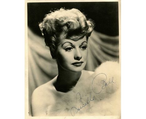 BALL LUCILLE: (1911-1989) American actress and comedienne. A good vintage signed sepia 8 x 10 photograph of Ball in a head an