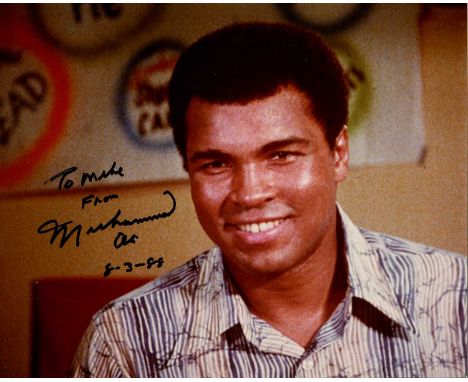 ALI MUHAMMAD: (1942-2016) American boxer, World Heavyweight Champion. A good signed and inscribed colour 10 x 8 photograph of