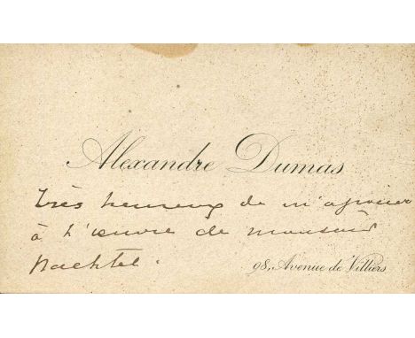 FRENCH LITERATURE: Alexandre Dumas fils (1824-1895) French author and playwright. The personal printed oblong 12mo Visiting C