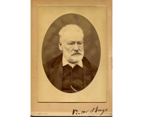 HUGO VICTOR: (1802-1885) French novelist, poet and dramatist. Vintage signed cabinet photograph, the original sepia albumen p
