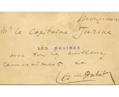 FRENCH COMPOSERS: Jules Massenet (1842-1912) French composer of the Romantic era. A.L.S., J. Massenet, to the recto of his pe