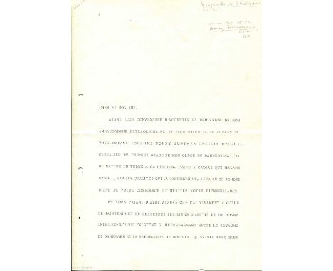 MARGRETHE II: (1940- ) Queen of Denmark 1972-2024. T.L.S., Margrethe R, two pages, 4to, Christiansborg Palace (Slotsholmen, C