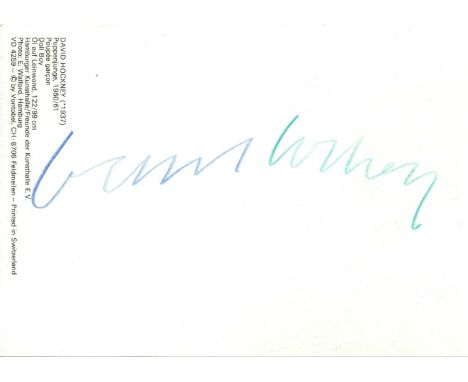 HOCKNEY DAVID: (1937- ) English painter, an important contributor to the pop art movement in the 1960s. Signed colour 4 x 6 p