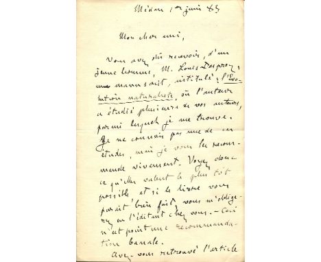 ZOLA EMILE: (1840-1902) French novelist. A.L.S., Emile Zola, two pages (written to the first and third sides of the bifolium)