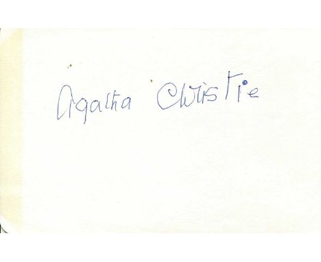 CHRISTIE AGATHA: (1890-1976) English crime writer. Blue ink signature (´Agatha Christie´; a late in life example) on an oblog
