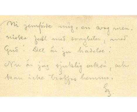 STRINDBERG AUGUST: (1849-1912) Swedish playwright, novelist &amp; poet. A.N.S., with his truncated signature Sg, in pencil, t