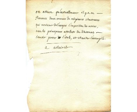 ROUSSEAU JEAN-JACQUES: (1712-1778) French Writer and Philosopher. An interesting autograph manuscript page by Rousseau, 4to, 