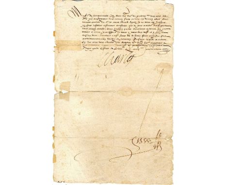 CHARLES IX: (1550-1574) King of France 1560-74. A rare L.S., Charles, one page, folio, Blois, 29th March 1572, to Monsieur de